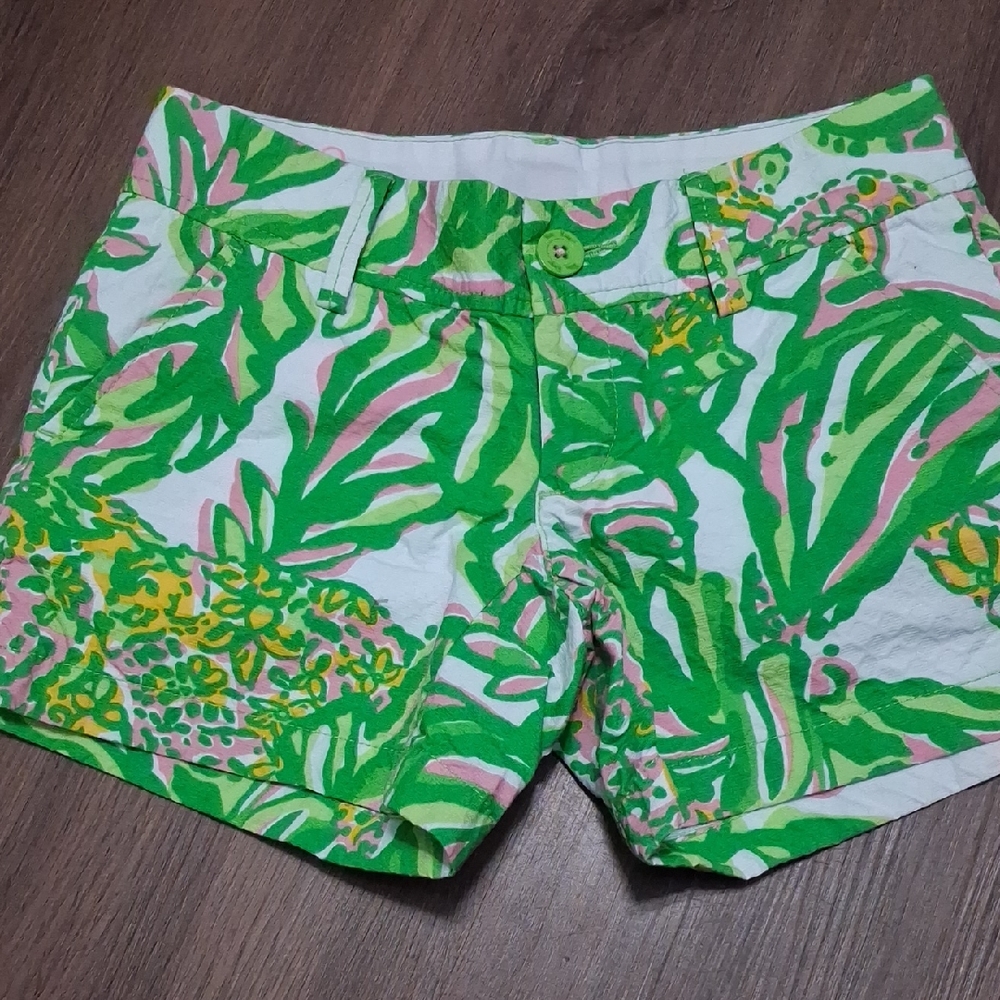 Lilly Pulitzer High Waist Green and Pink Shorts